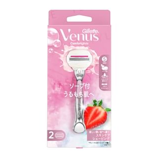 Gillette Japan - Venus Comfortglide Strawberry Field Razor For Moist Skin Body & 2 Blade