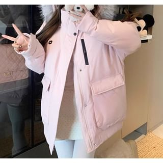 Trendycas-Turtleneck Zip-Up Puffer Jacket