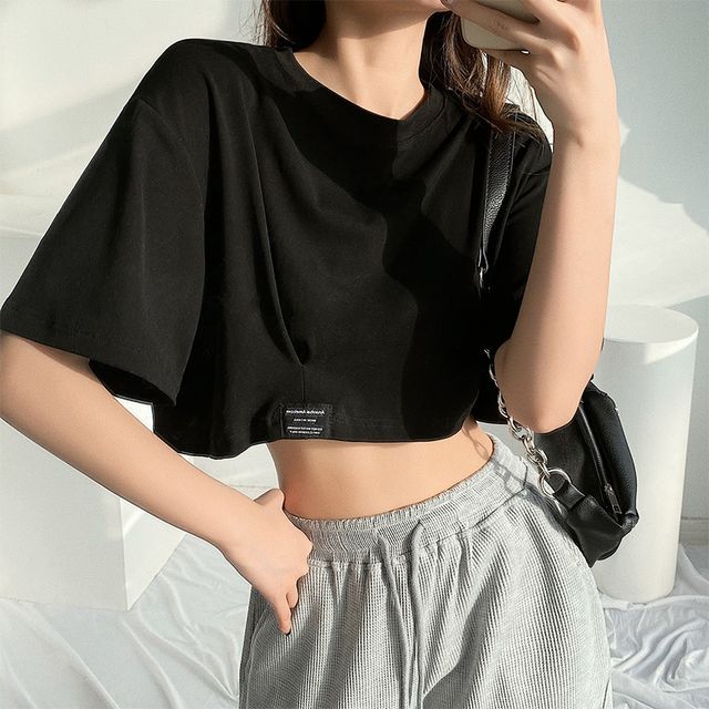 Loose Fitted Crop Tops Relaxed Crop Long Sleeve: White JOAH BROWN®