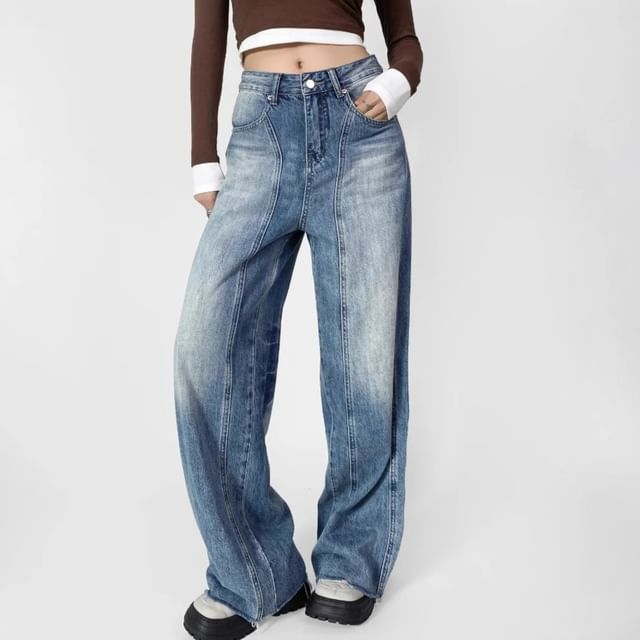 Asiris-Mid Rise Washed Loose Fit Jeans