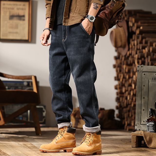 Nataro-High Waist Washed Straight Leg Jeans