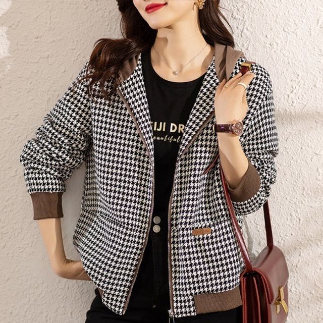 Huisipolo-Long-Sleeve Houndstooth Jacket