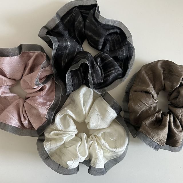 enthice-Mesh Trim Fabric Scrunchie
