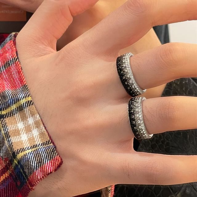 Lilafey-Gradient Rhinestone Stainless Steel Ring