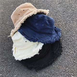 frayed edge bucket hat