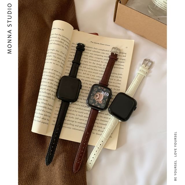 Just In Case Genuine Leather Strap Apple Watch Band YesStyle