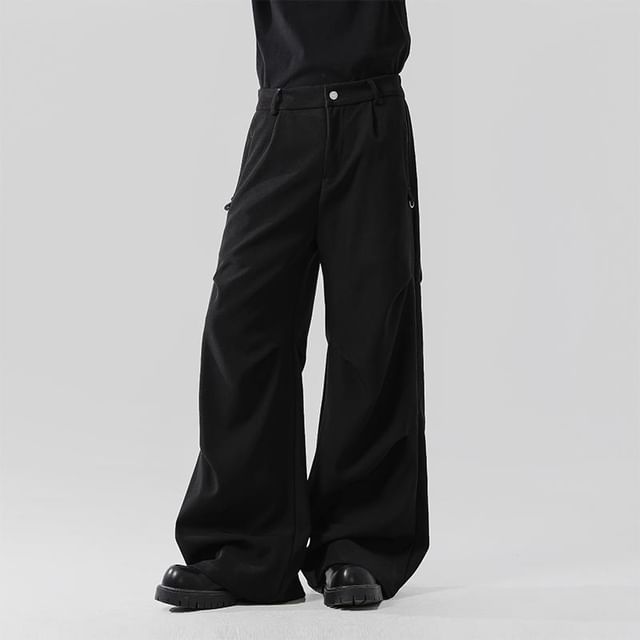 VEAZ-High Waist Plain Wide Leg Cargo Pants