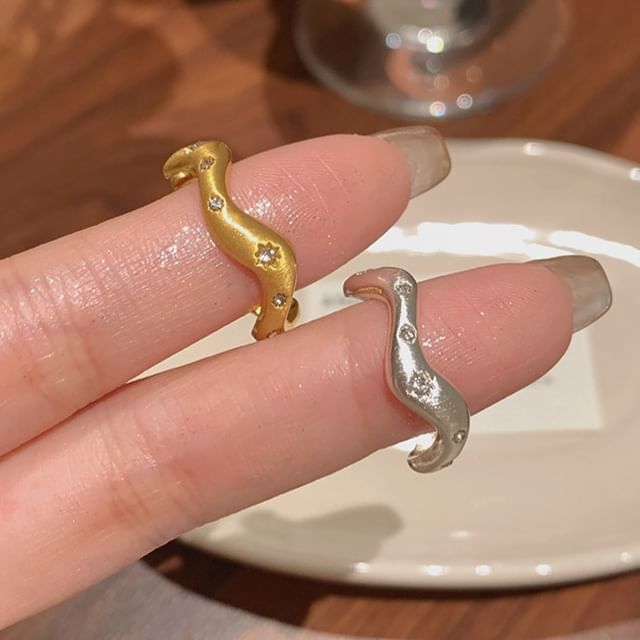 Show Mind-Rhinestone Open Ring Set