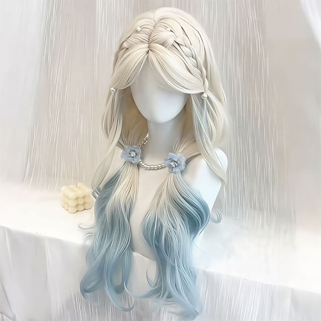 Jasmintinea-Set Long Full Wig - Wavy Gradient Wig Cap