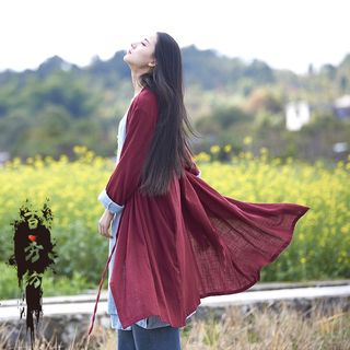 Lewwe-Long Linen Cardigan