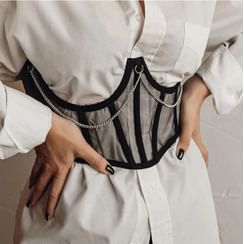 Sosana - Chain-Detail Lace Up Corset Belt Sosana - Chain-Detail Lace Up Corset Belt