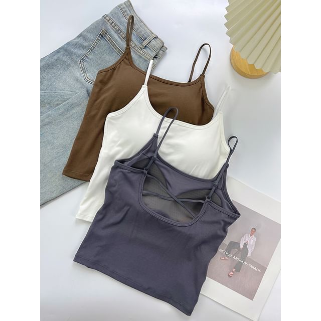 DIYI-Plain Cutout Padded Cami Top