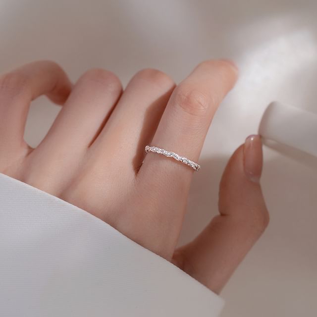 pexrl jewelry-Textured Alloy Open Ring