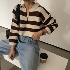 Moss Studio - Striped Collared Sweater Moss Studio - Striped Collared Sweater