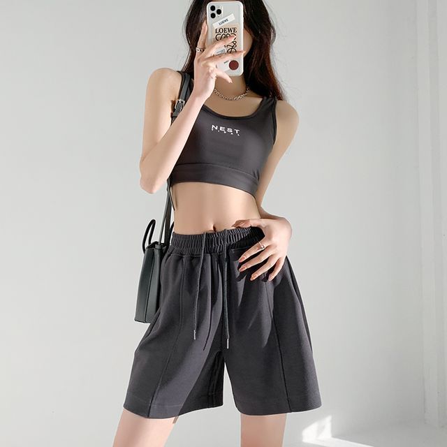 evanesce-Wide Leg Sweatshorts