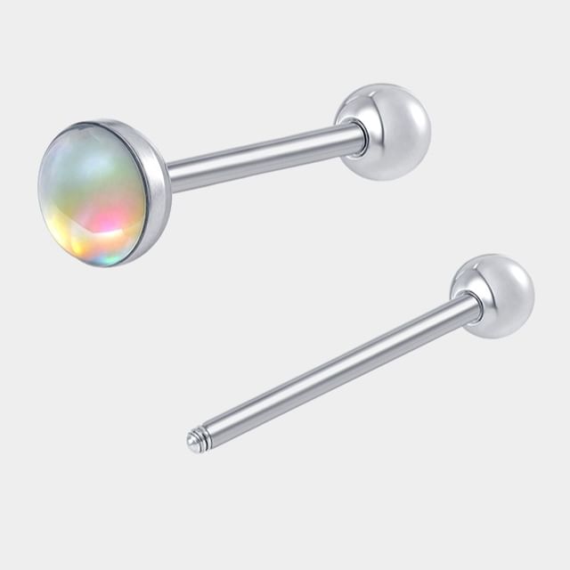 BABLIBU-Faux Gemstone Bead Alloy Barbell Earring