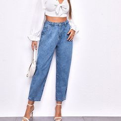 HANIMI - High-Waist Cropped Tapered Jeans
