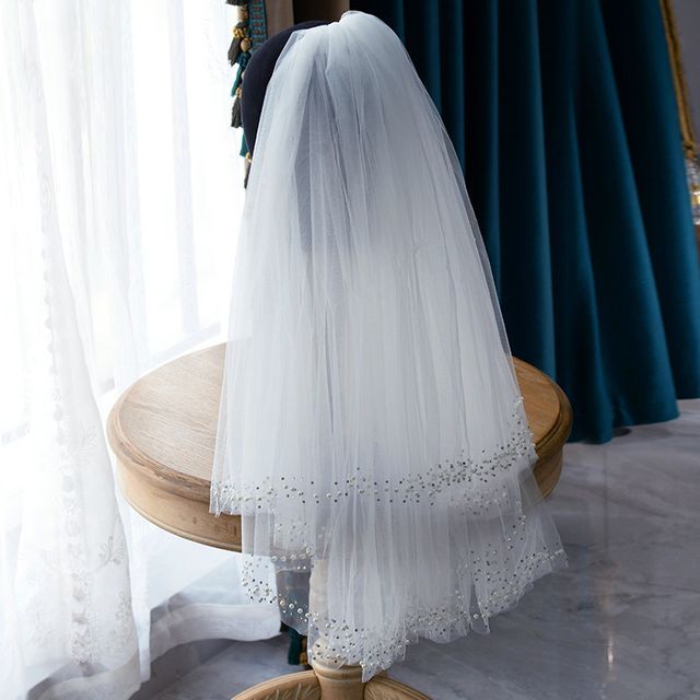 Kanzashi-Beaded Wedding Veil