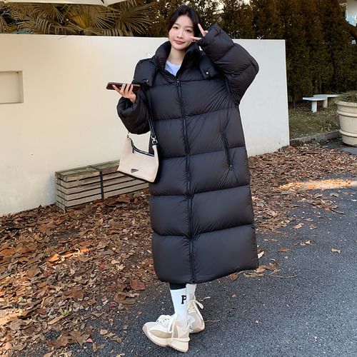 Fashion Winter Womens Korean Casual Hooded Long Puffer Coat Down Jacket  Outdoor in Clothing, Shoes & Acc…