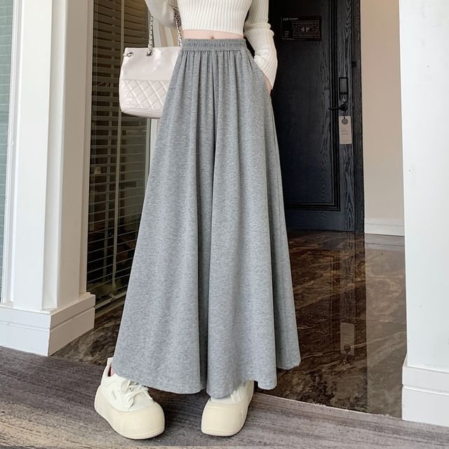 Cossita-Elastic Waist Melange Culottes