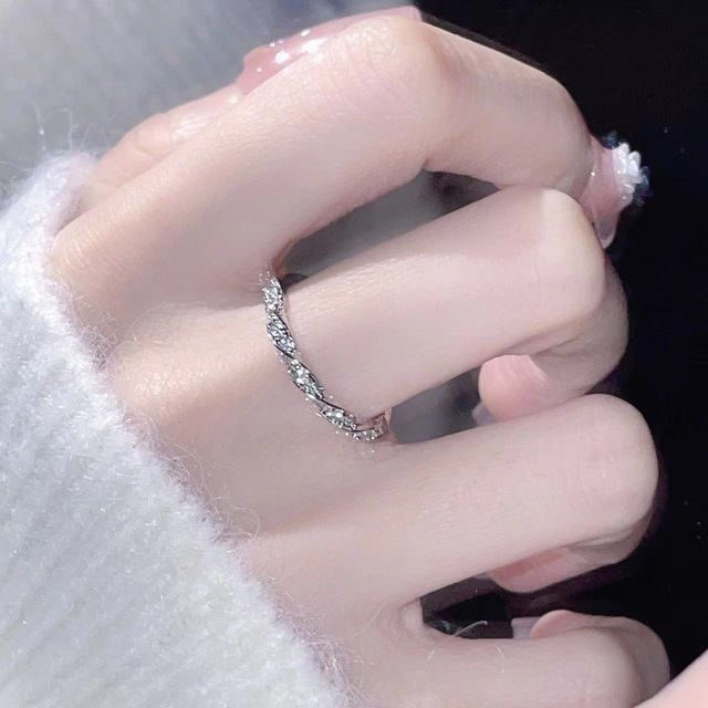 pexrl jewelry-Rhinestone Alloy Open Ring