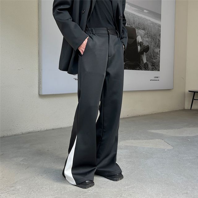 Orungeetun-Mid Rise Two Tone Flared Pants