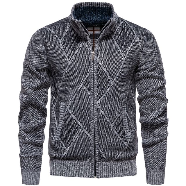 Aozora-Mock Neck Zip-Up Plain Jacket