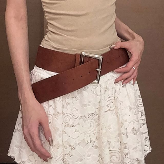 Rofuka-Faux Suede Thick Belt