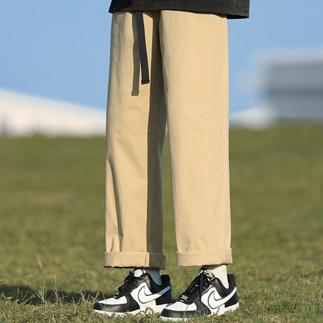 YERGO-High Waist Plain Wide Leg Pants