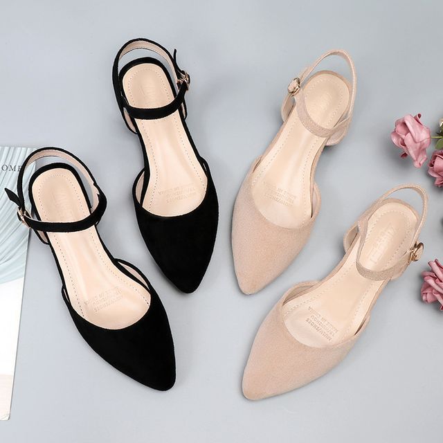 FRAISO-Pointy-Toe Ankle Strap Chunky Heel Sandals