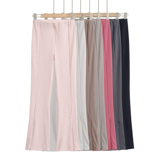 Asiris-High Waist Plain Flared Pants