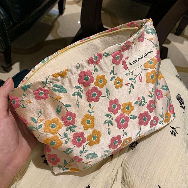 Lovemiror - Floral Print Fabric Makeup Bag