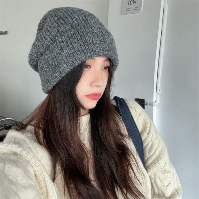 4-4 STUDIO-Plain Knit Beanie
