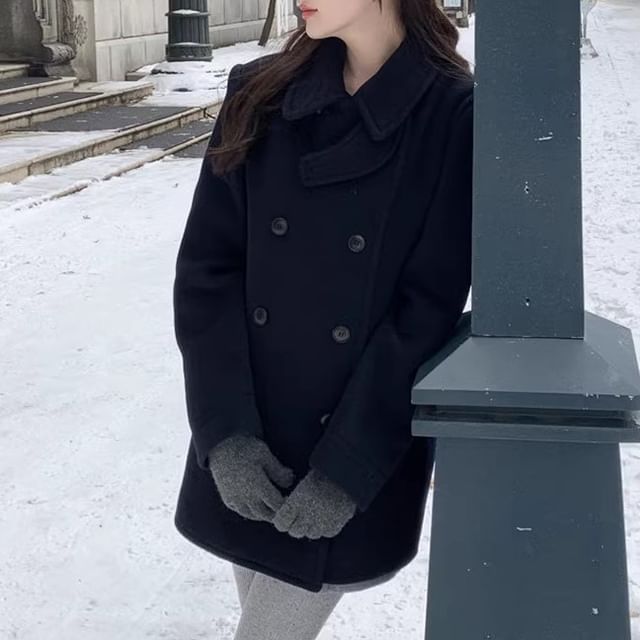 Coris-Plain Long Double-Breasted Coat