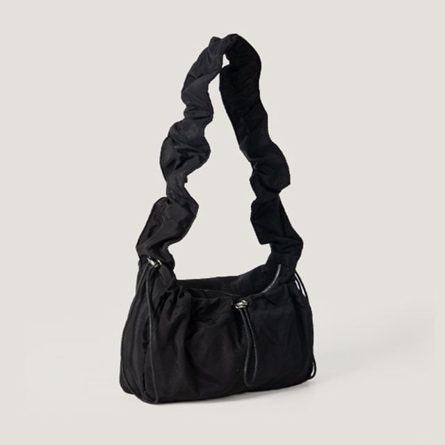 TangTangBags-Plain Shirred Strap Drawstring Shoulder Bag