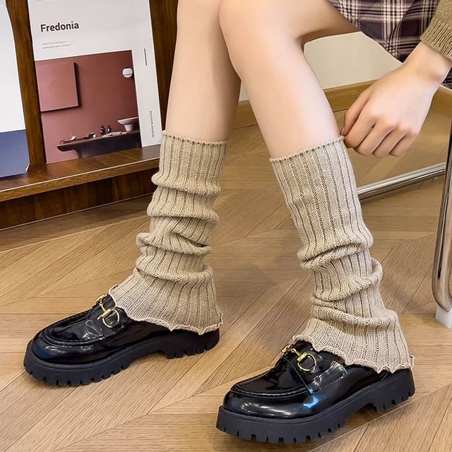 Lychee-Plain Ribbed Knit Leg Warmers