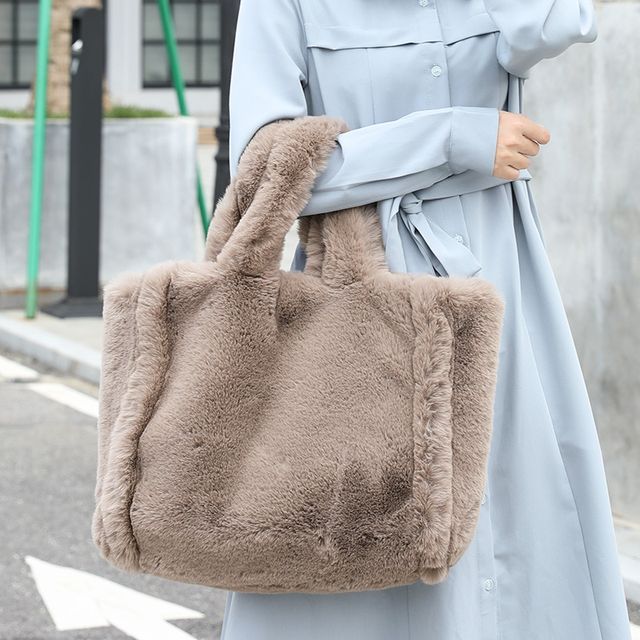Amazon.com: Tote Bag large Shoulder Bag Fleece Faux Fur Hobo Tote Bag  Handbag Retro Bag Solid Color Big Purse : Clothing, Shoes & Jewelry