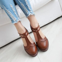 Pastel Pairs - Wingtip T-Strap Pumps Pastel Pairs - Wingtip T-Strap Pumps