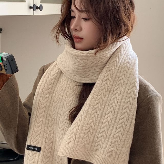 Raconteur-Plain Cable Knit Scarf