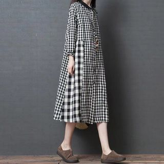 plaid midi shirt dress