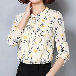 Cottony - Langärmlige Chiffon-Bluse mit Blumen-Print Cottony - Langärmlige Chiffon-Bluse mit Blumen-Print