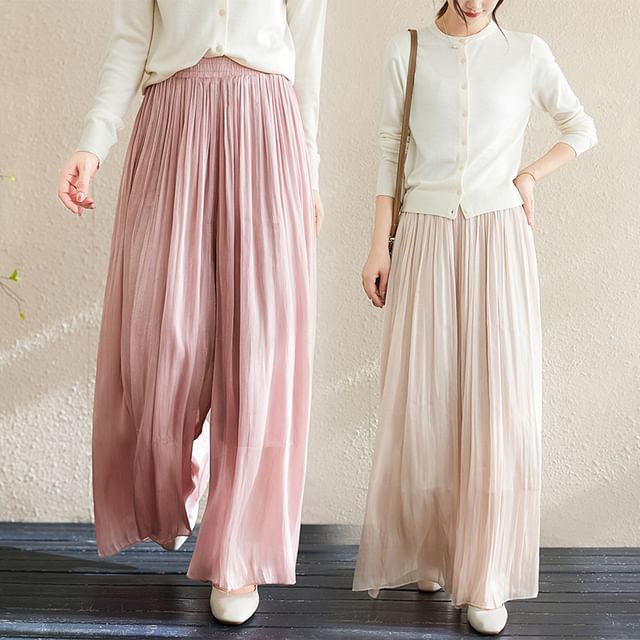 Supernova-High Waist Plain Wide Leg Pants