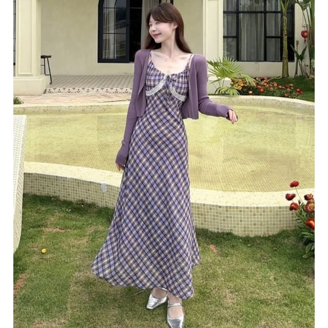 cropped cardigan with maxi dress Prettygarden Womens Fall 2 Piece Outfits Bodycon Maxi Tank Pullover Sweater Dress and Long Sleeve Cropped Cardigan Knit Sets, Women's, Size: Small,