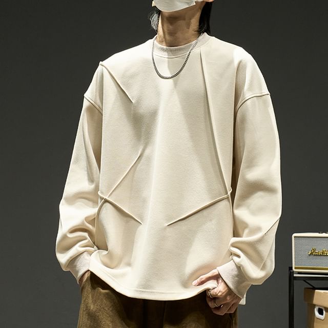 Redsinc-Crew Neck Plain Sweatshirt