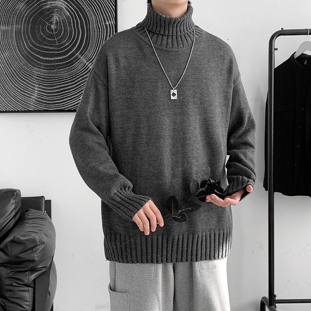 Lorencho-Turtleneck Plain Sweater