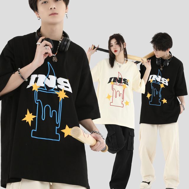 INStudio-Short-Sleeve Print T-Shirt