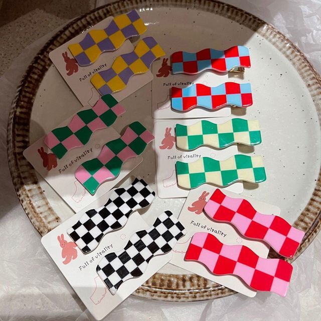 Allyrinta-Wavy Checker Acetate Hair Clip
