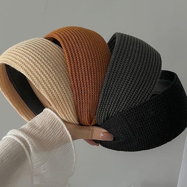 moliveny-Plain Knit Wide Headband