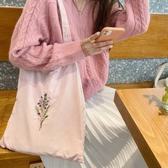 Leftsac - Floral Embroidered Tote Bag Leftsac - Floral Embroidered Tote Bag
