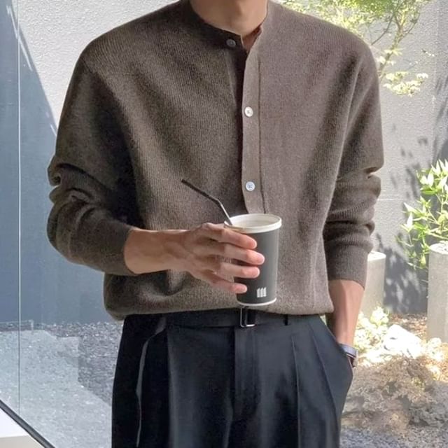 Urtishia-Crew Neck Plain Cardigan